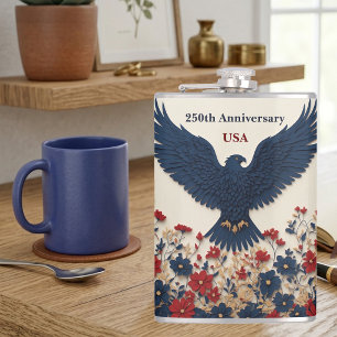 250 USA Jubiläum Weißkopfseeadler Patriotisch Amer Flachmann