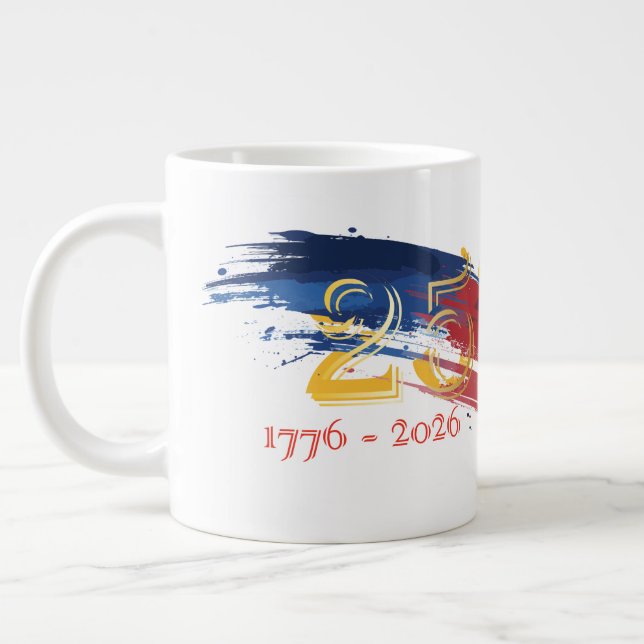 250 Year American flag brush with gold numbers Jumbo-Tasse (Links)