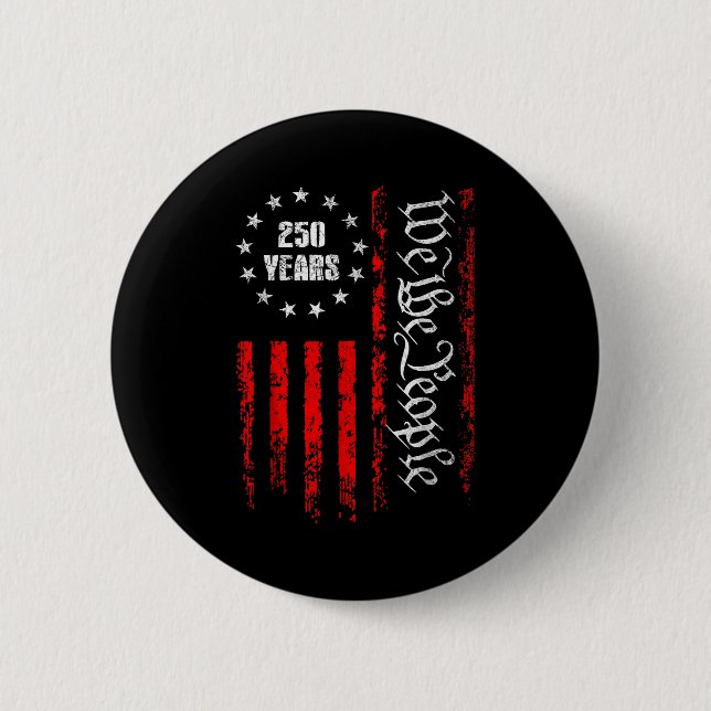 250 Years 1776-2026 250th Birthday Usa Patriotic 4 Button (Vorderseite)