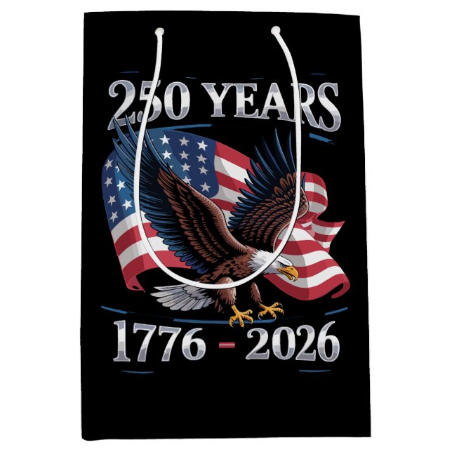 250 Years 4th Of July Eagle USA Flag 1776 2026 Mittlere Geschenktüte (Vorderseite)