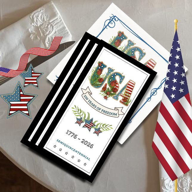 250 Years of Freedom Elegant Patriotic Black Guest Serviette (250 Years of Freedom Elegant Patriotic Black Guest Paper Guest Towels)