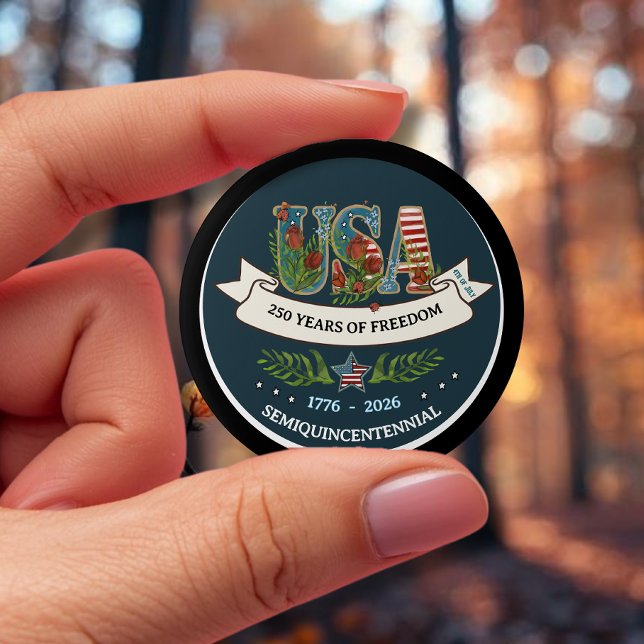 250 Years of Freedom Elegant Patriotic  Blue Button (250 Years of Freedom Elegant Patriotic Blue Button)