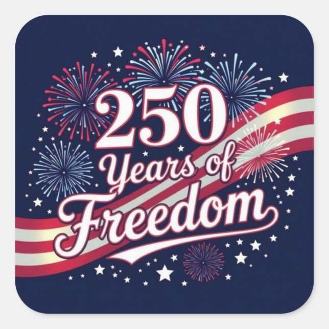 250 years of freedom  quadratischer aufkleber (Vorderseite)