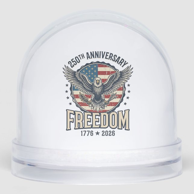 250th Anniversary Freedom Eagle Patriotic Vintage  Schneekugeln (Vorderseite)