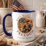 250th Anniversary Revolutionary Soldier Freedom Tasse<br><div class="desc">Honor the 250th birthday of American independence with this American Revolution design mug. Perfect for the 250th Anniversary,  this vintage style patriot art is for any proud descendant of a Revolutionary War soldier or patriotic American celebrating their heritage and history. Created by Simply Farmhouse Press.</div>
