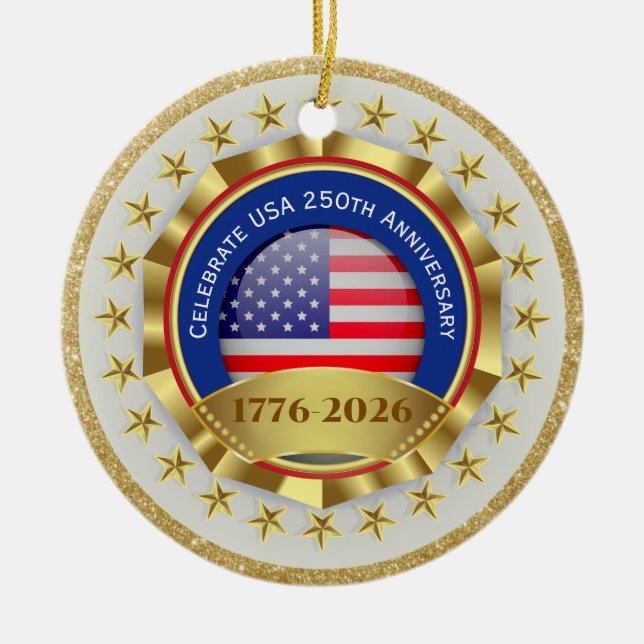250th Anniversary USA Patriotic | 1776–2026 Keramik Ornament (Vorne)