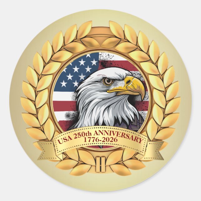 250th Anniversary USA Patriotic | 1776–2026 Runder Aufkleber (Vorderseite)
