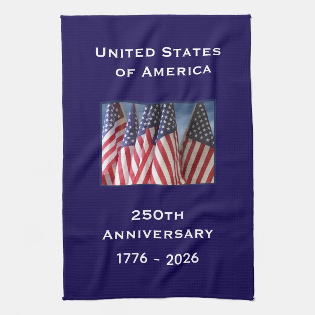 250th Anniversary USA Patriotic American Flags Geschirrtuch (Vertikal)