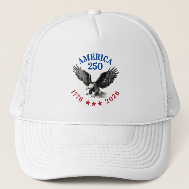 250th Anniversary USA Patriotic Bald Eagle Truckerkappe (Vorderseite)