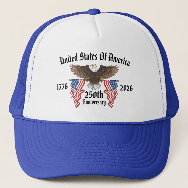 250th USA Anniversary 4th Of July Independence Day Truckerkappe (Vorderseite)