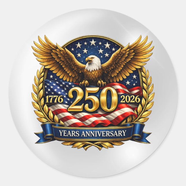 250th USA Anniversary Eagle Emblem  Runder Aufkleber (Vorderseite)