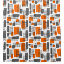 251215 - Orange und Grau Duschvorhang