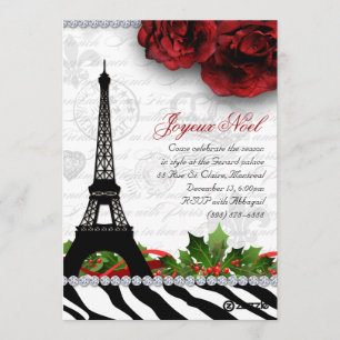 252 Weihnachten Paris-Karte Eiffelturm Zebra Einladung