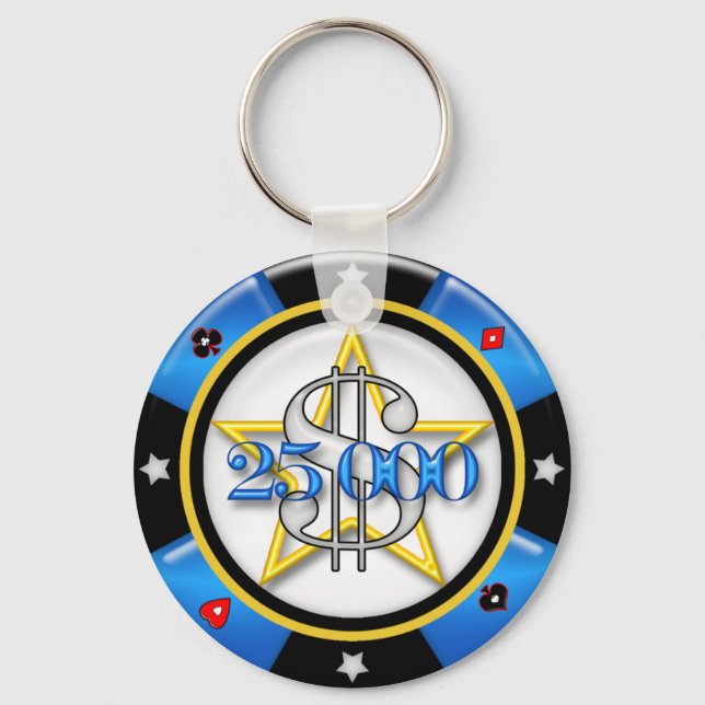 25.000 $ Poker Casino Gambling Chip Schlüsselanhänger (Vorderseite)