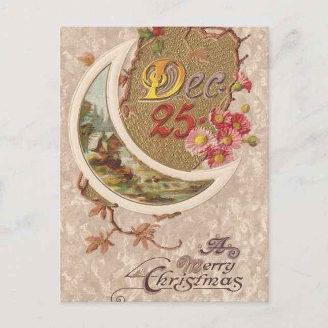 25.12. Weihnachtskarte Vintag Feiertagspostkarte (Vorderseite)