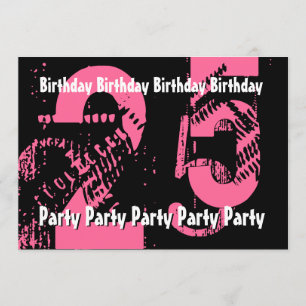 25. 29. rosa und schwarzer Geburtstag Einladung