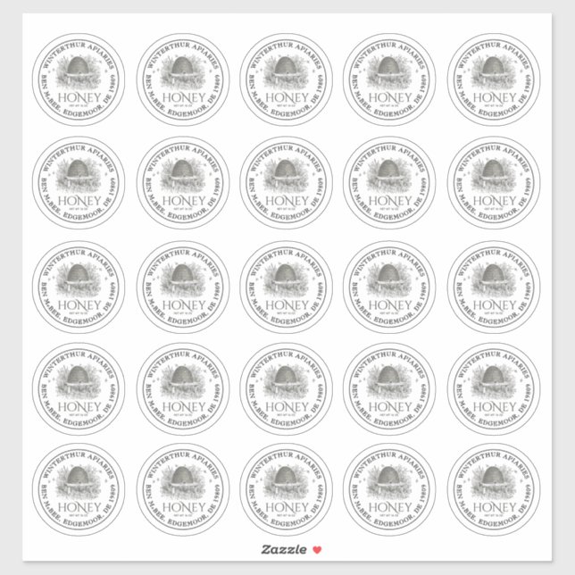 25 2,5" Clear Honey Mason Lid Skep Labels (Blatt)