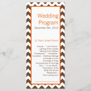 25 4x9 Hochzeitsprogramm Braunorange Zickzack Programm