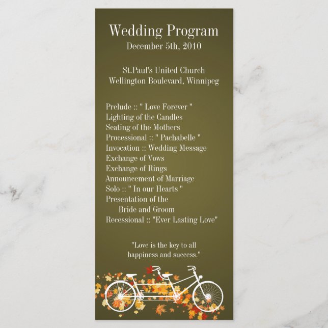 25 4x9 Hochzeitsprogramm Brown Fall Double Bike Programm (Vorderseite)