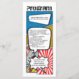 25 4x9 Hochzeitsprogramm Comic Strip Book Pop Art Programm