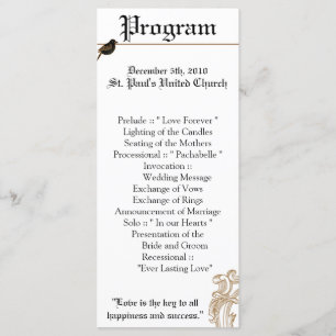 25 4x9 Hochzeitsprogramm Formal Liebesvögel Taube Programm
