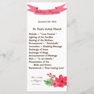 25 4x9 Hochzeitsprogramm Frühling Hibiskus-Blüten Programm