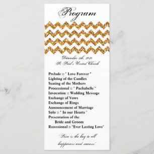 25 4x9 Hochzeitsprogramm Gold Glitzer Zickzack Zig Programm