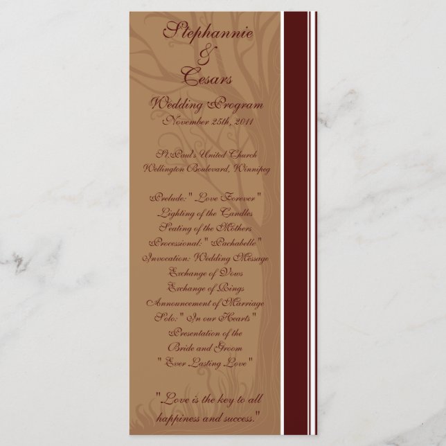 25 4x9 Hochzeitsprogramm Herbstbaum Programm (Vorderseite)
