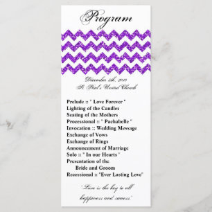 25 4x9 Hochzeitsprogramm Lila Glitzer Zickzack Zig Programm