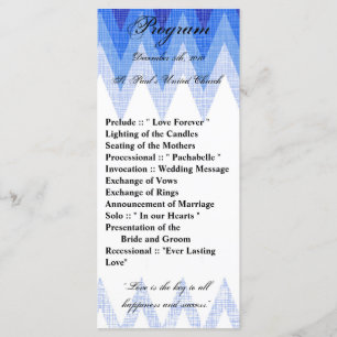 25 4x9 Hochzeitsprogramm Ombre Blue Zickzack Programm