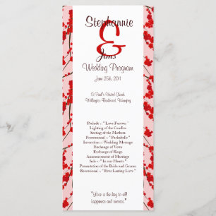 25 4x9 Hochzeitsprogramm Roter Kirschblossom Programm