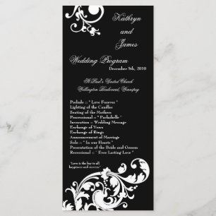 25 4x9 Hochzeitsprogramm Schwarz-weiße Blumenfabri Programm