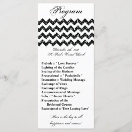 25 4x9 Hochzeitsprogramm Schwarzer Glitzer Zickzac Programm