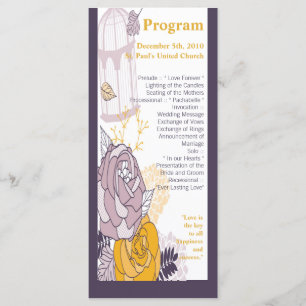 25 4x9 Hochzeitsprogramm Vintage Pflaume Senf-Rose Programm