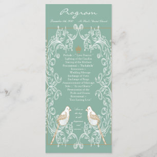 25 4x9 Hochzeitsprogramm Vintage Vogelliebhaber Aq Programm