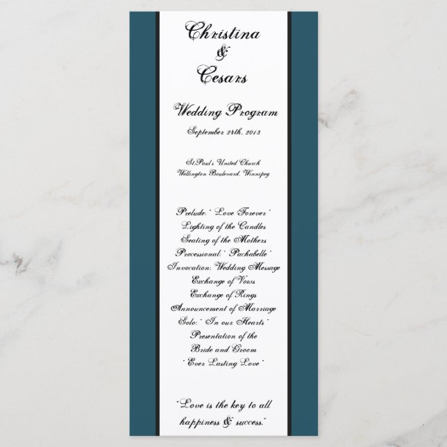 25 4x9 Hochzeitsprogramm Western Blue Cowboy Boots Programm (Vorderseite)