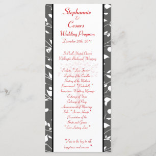 25 4x9 Hochzeitsprogramm Winter Grau/Roter Baum Programm