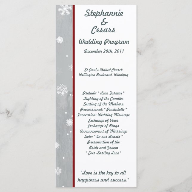 25 4x9 Programme de mariage Arbre blanc (Devant)