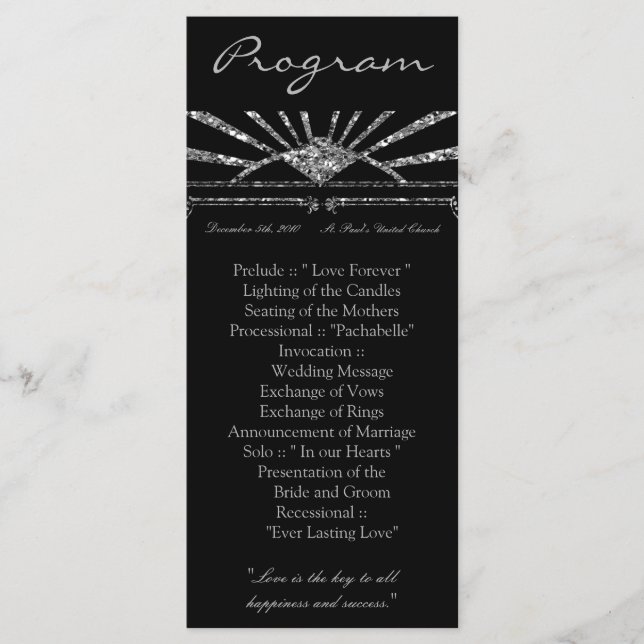 25 4x9 Programme de mariage Art Déco Roaring 20s G (Devant)