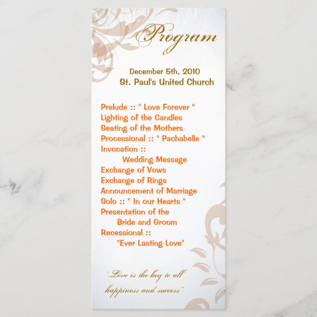 25 4x9 Programme de mariage Automne Filigree Autom (Devant)