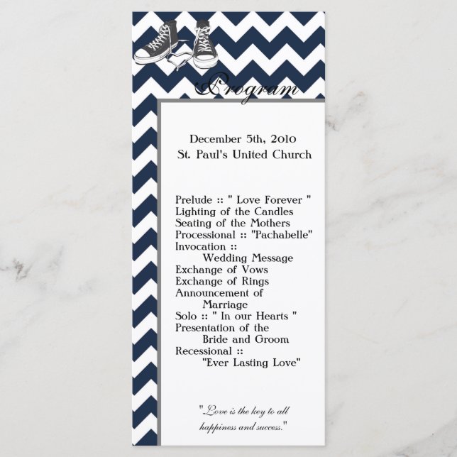 25 4x9 Programme de mariage Chevron Stripe Zig Zag (Devant)