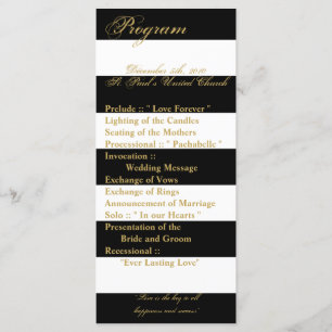 25 4x9 Programme de mariage Grille moderne Noir Bl