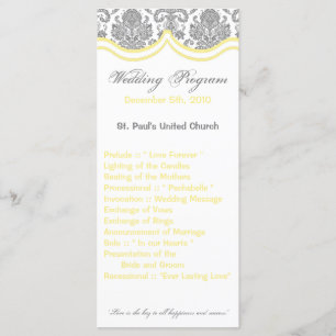 25 4x9 Programme de mariage Gris Jaune Dentelle Da