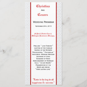 25 4x9 Programme de mariage Gris Rouge Formel Impr