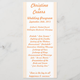 25 4x9 Programme de mariage Inséparables Peach Str
