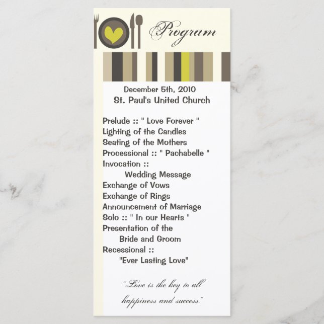 25 4x9 Programme de mariage Mariage Chine Diner Pl (Devant)