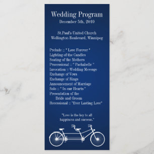 25 4x9 Programme de mariage Marine Bleu Double Vél
