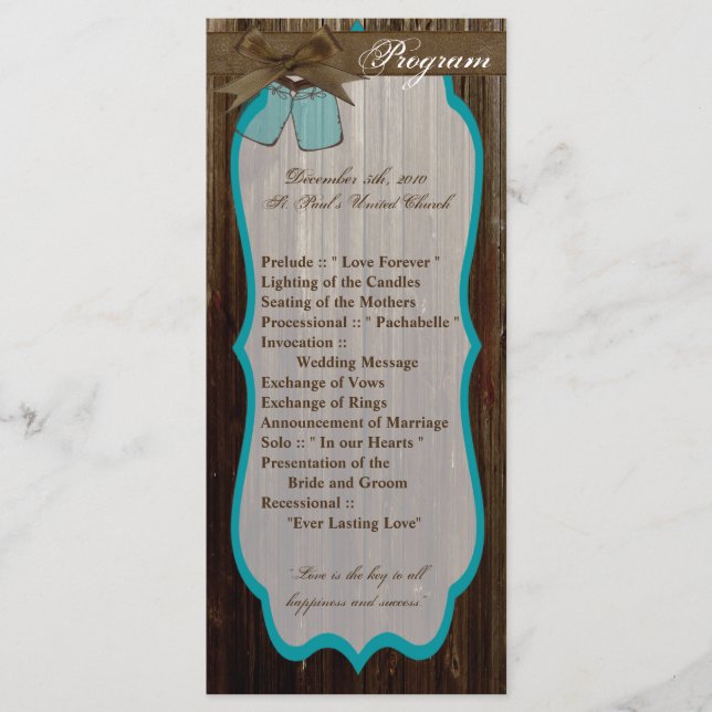 25 4x9 Programme de mariage Mason Jar Initiales ru (Devant)