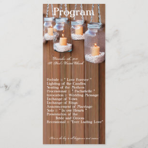 25 4x9 Programme de mariage Mason Jar Lumières bou