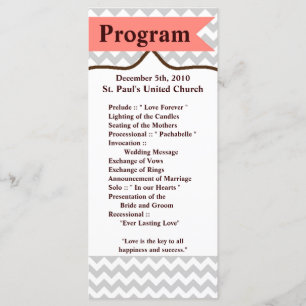 25 4x9 Programme de mariage moderne Chevron Stripe
